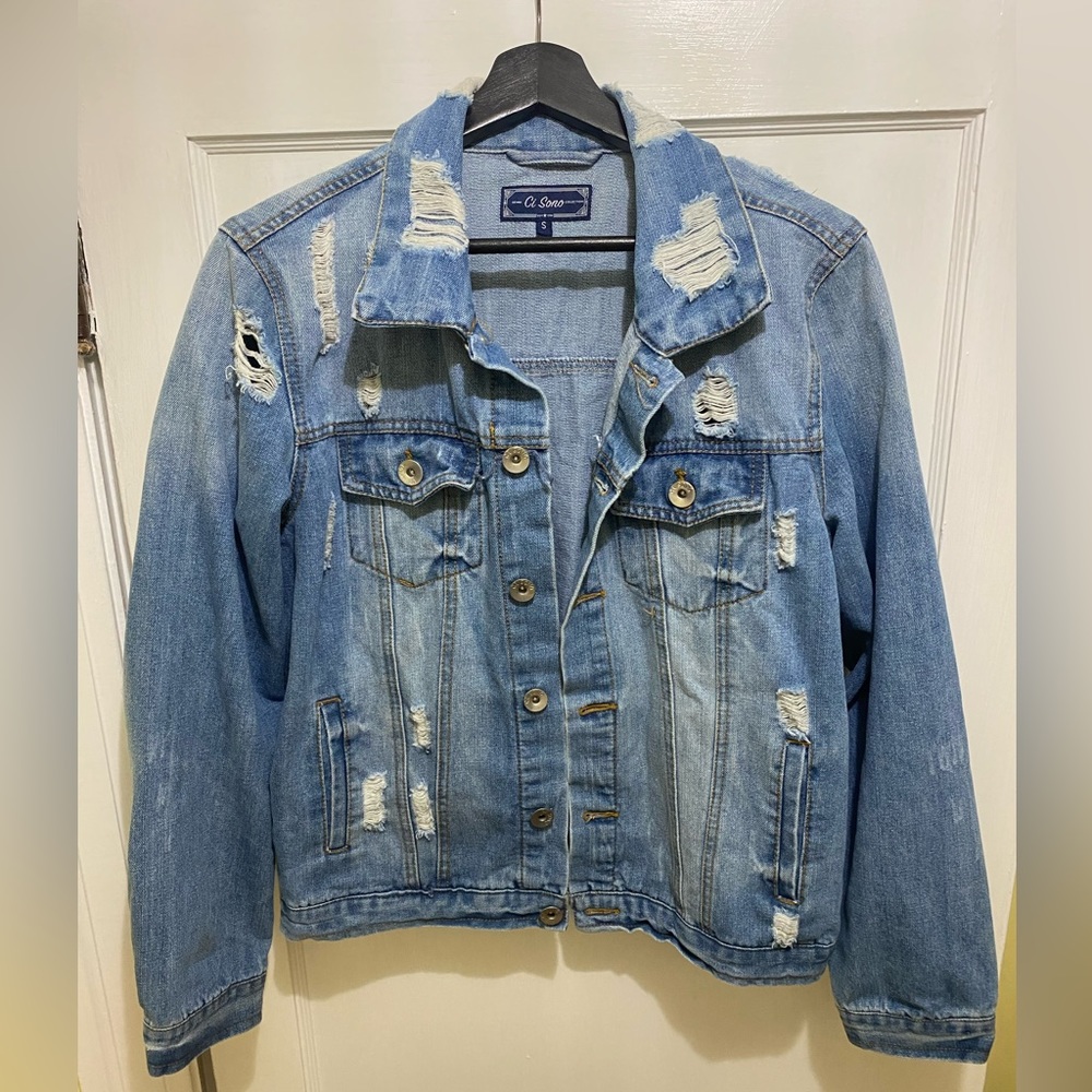 Ci Sono Distressed Denim Jacket